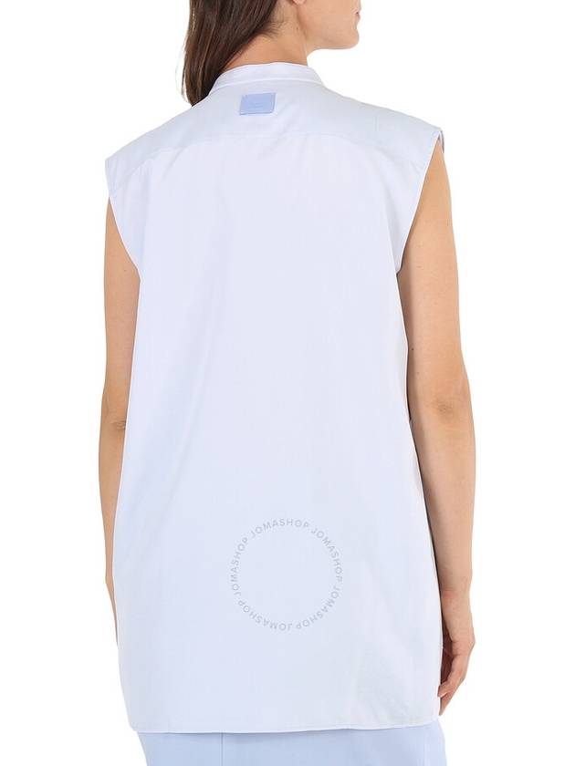 Burberry Ladies Pale Blue Suziesl Logo Detail Sleeveless Silk Crepe De Chine Shirt, Brand Size 8 (US Size 6) - BURBERRY - BALAAN 3