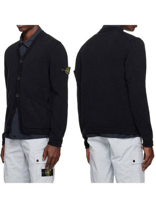 Wappen V Neck Cotton Knit Cardigan Navy - STONE ISLAND - BALAAN 2