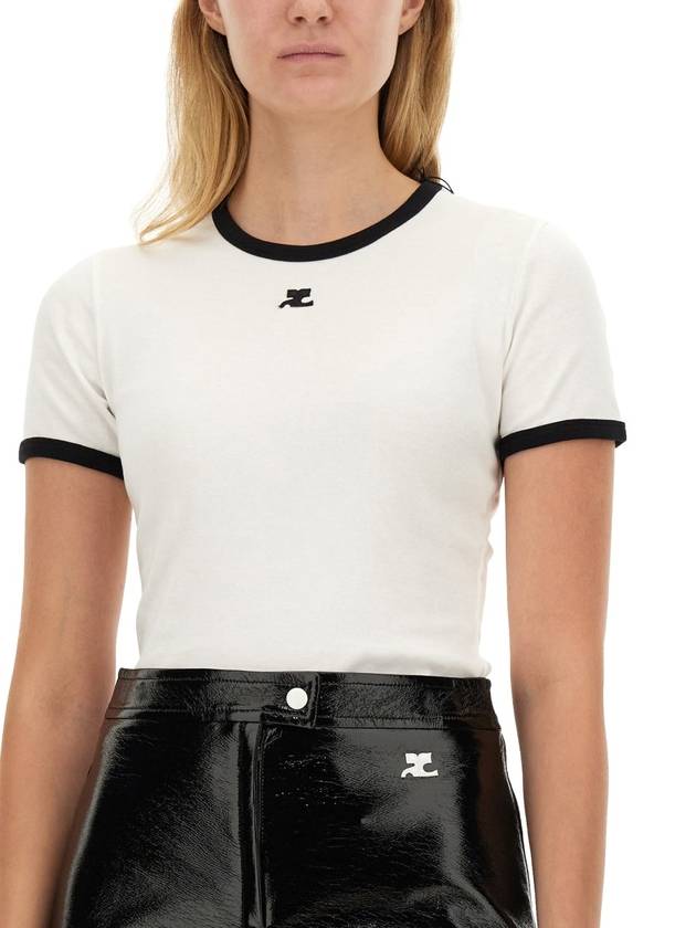 Contrast Signature Short Sleeve T-Shirt White - COURREGES - BALAAN 9