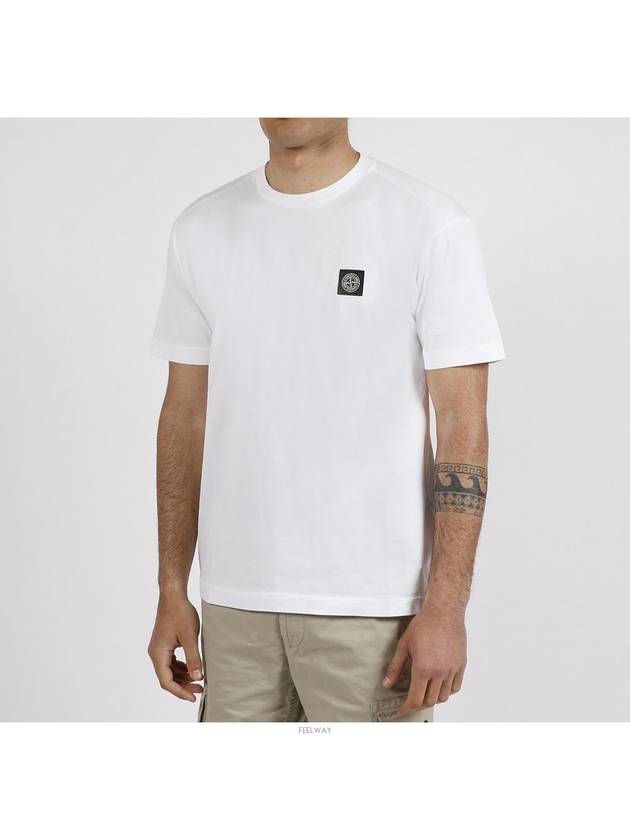 Logo Patch Short Sleeve T-Shirt White - STONE ISLAND - BALAAN 4