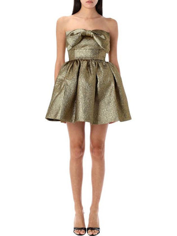 Self-Portrait Mini Dress Bow Gold - SELF PORTRAIT - BALAAN 1