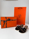 Oasis Calfskin Slipper Heels Noir Piqures Ecrues - HERMES - BALAAN 2