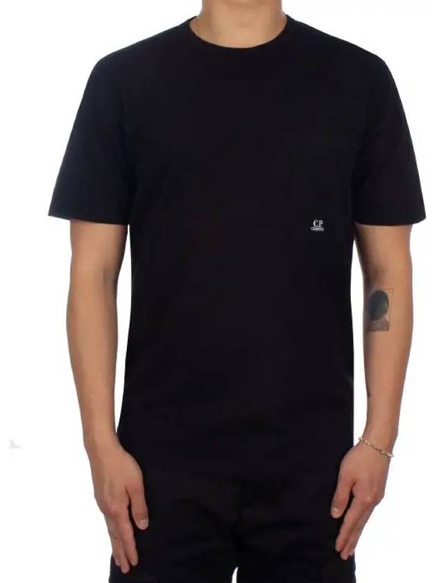 Small Logo Pocket Cotton Short Sleeve T-Shirt Black - CP COMPANY - BALAAN 3