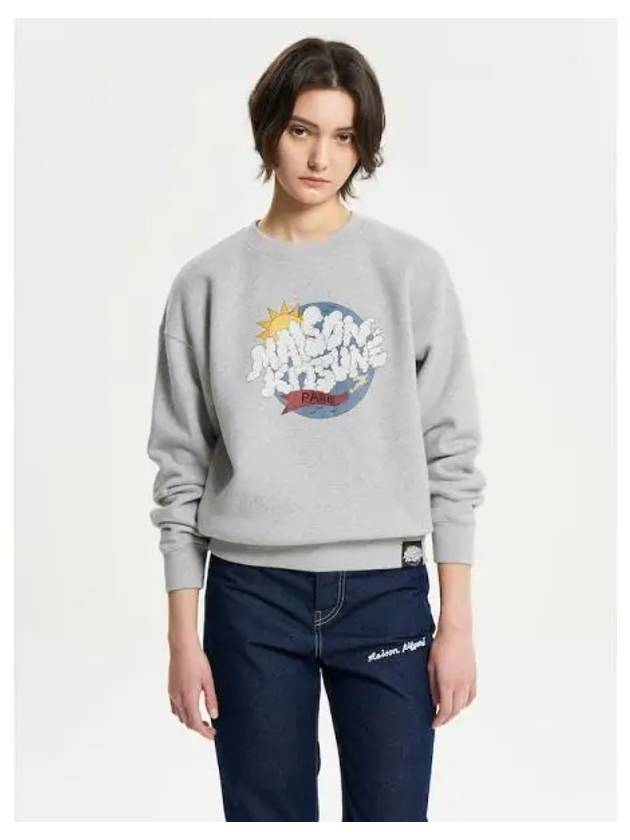 Women s Cloudbuster Print Comfort Sweatshirt Light Gray Melange Domestic Product GM0023122012835 - MAISON KITSUNE - BALAAN 1