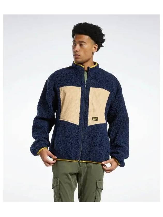 Classic sherpa zip up jacket navy IC9166 - REEBOK - BALAAN 2