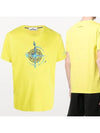 Marble One Logo Print Short Sleeve T-Shirt Yellow - STONE ISLAND - BALAAN 2