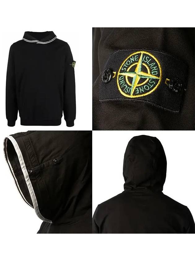 Garment Dyed Cotton Stretch Fleece Hoodie Black - STONE ISLAND - BALAAN 10