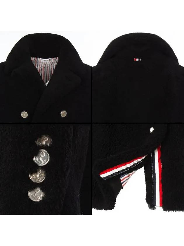 Men's 4 Bar Unconstructed Classic Shearling Double Coat Black - THOM BROWNE - BALAAN 9