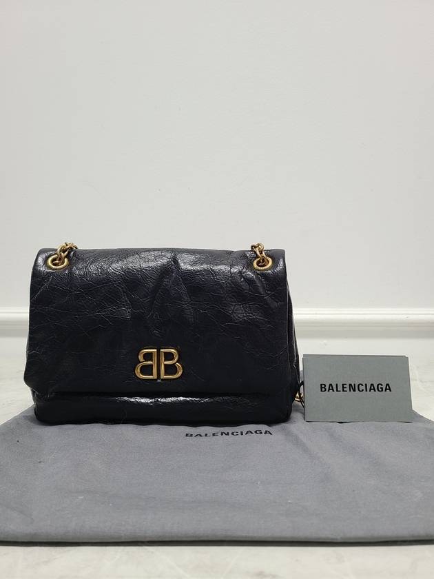 Black Calfskin Vintage Gold Monaco Mini Chain Shoulder Bag - BALENCIAGA - BALAAN 7