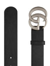 Double G Buckle Leather Belt Black - GUCCI - BALAAN 3