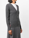 4-Bar V-Neck Cashmere Cardigan Grey - THOM BROWNE - BALAAN.