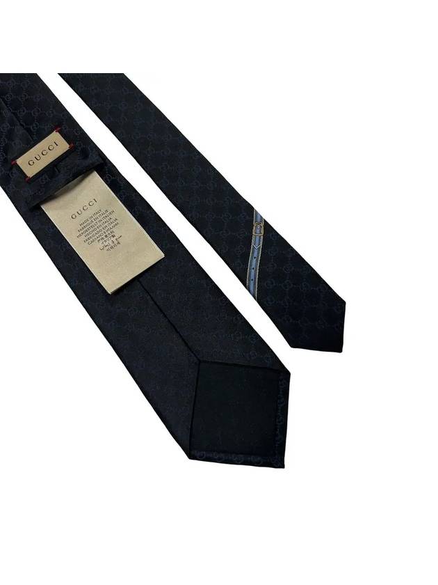 GG Pattern Silk Tie Navy Black - GUCCI - BALAAN 7