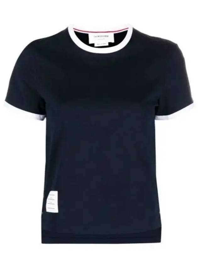 Asymmetric Hem Short Sleeve T-Shirt Navy - THOM BROWNE - BALAAN 2