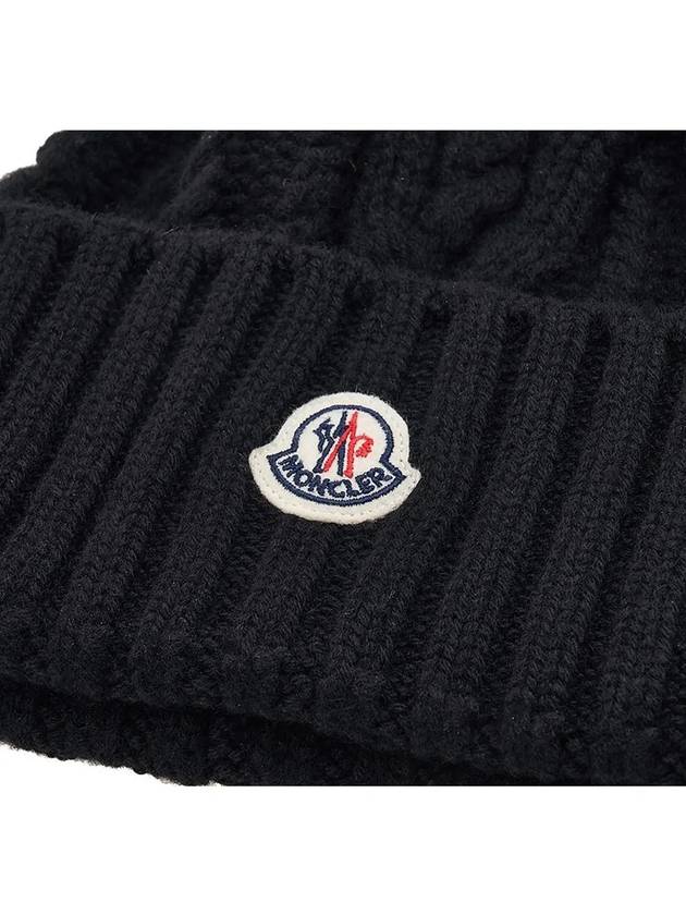 3B00029 M4506 999 Pom Black Wool Cashmere Beanie - MONCLER - BALAAN 5