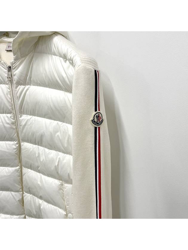 Logo Patch Padded Wool Hooded Jacket White - MONCLER - BALAAN 6