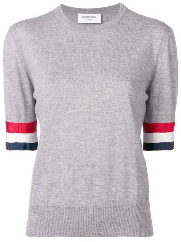 Cuffs Fine Merino Wool Knit Top Light Grey - THOM BROWNE - BALAAN 2