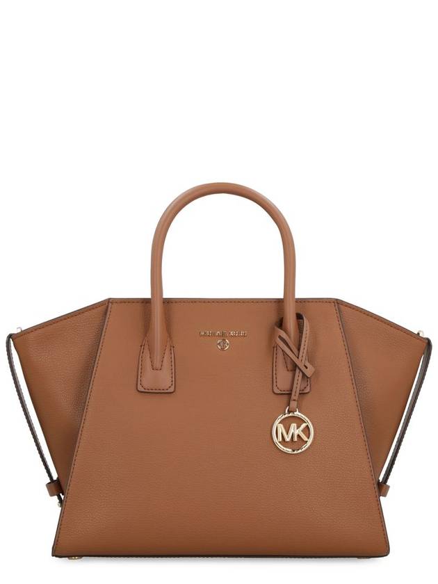 Avril Logo Embellished Leather Tote Bag Brown - MICHAEL KORS - BALAAN 8