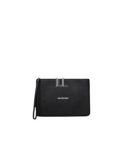 Logo Strap Cash Medium Clutch Bag Black - BALENCIAGA - BALAAN 2