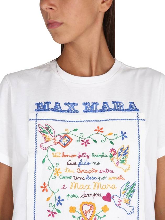 Women's Embroidered Cotton Short Sleeve T-Shirt White - MAX MARA - BALAAN 5