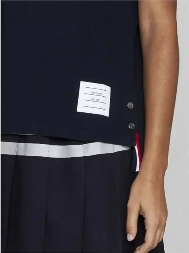 Center Back Stripe Classic Cotton Pique Relaxed Fit Short Sleeve T-Shirt Navy - THOM BROWNE - BALAAN 6