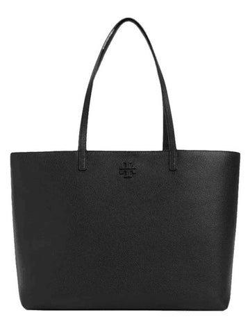 McGraw Logo Leather Tote Bag Black - TORY BURCH - BALAAN 1