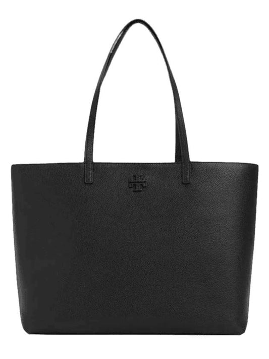 McGraw Logo Leather Tote Bag Black - TORY BURCH - BALAAN 1