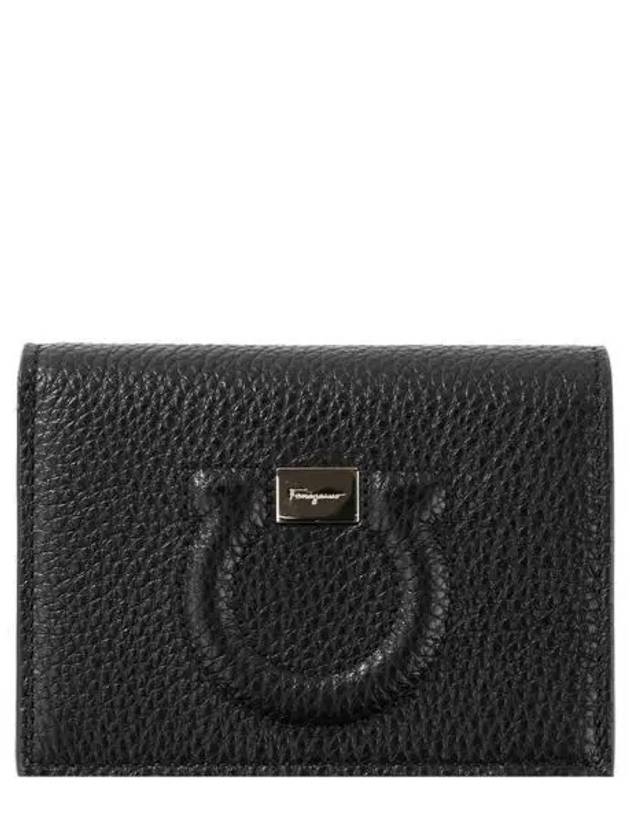 Gancini Logo Half Wallet Black - SALVATORE FERRAGAMO - BALAAN 2