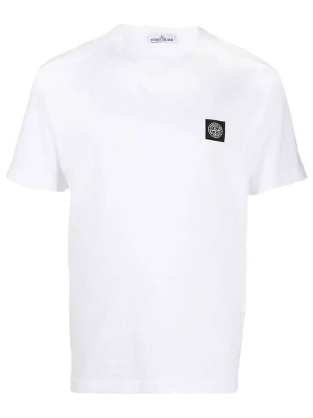 Logo Patch Cotton Short Sleeve T-Shirt White - STONE ISLAND - BALAAN 2