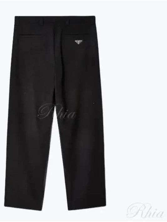 Triangle Logo Wool Straight Pants Black - PRADA - BALAAN 2