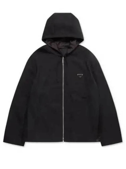 Triangle Logo Cashmere Zip Up Hoodie Black - PRADA - BALAAN 2