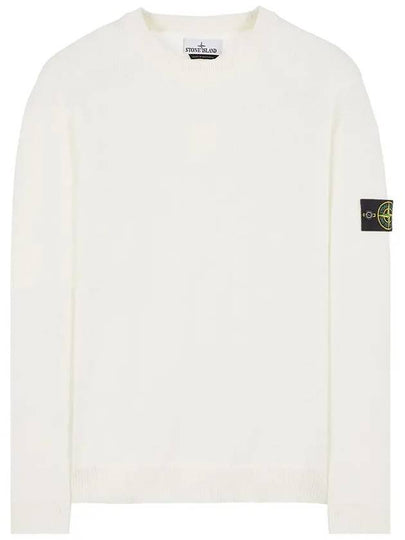 Compass Motif Crew Neck Regular Fit Cotton Knit Top White - STONE ISLAND - BALAAN 2