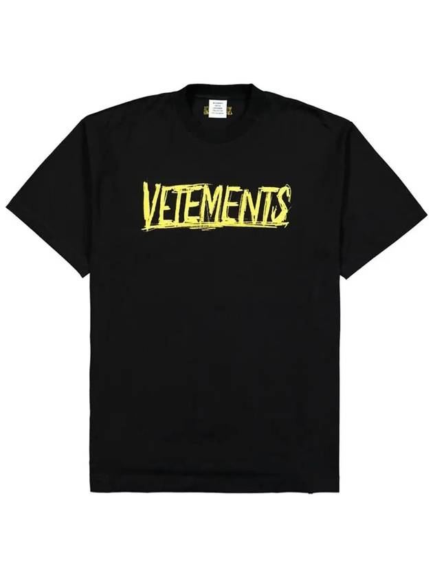 Men's Logo Crew Neck Cotton Short Sleeve T-Shirt Black - VETEMENTS - BALAAN 3