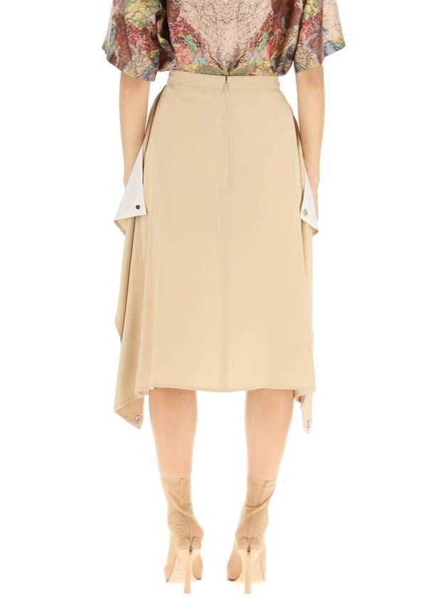 Women's Side Drape Panel Silk H-Line Skirt Beige - BURBERRY - BALAAN 4