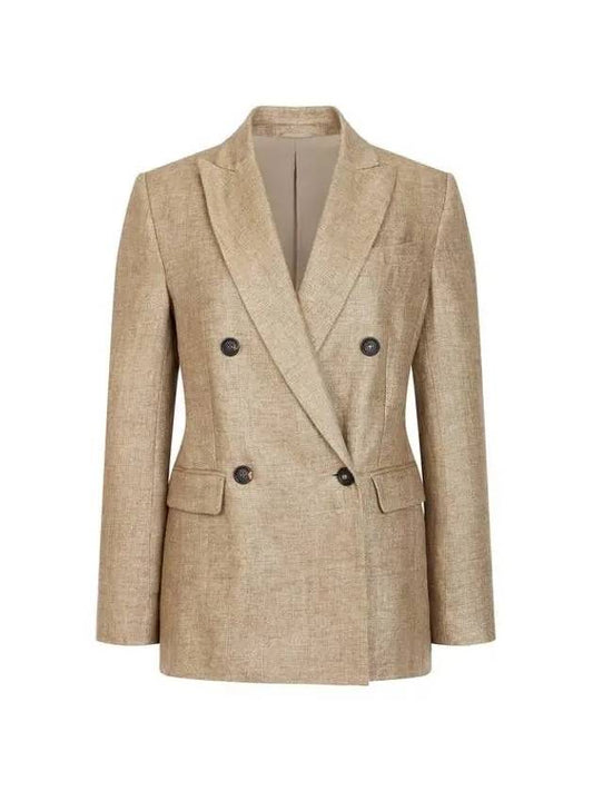 Shimaeul 8th Anniversary 10 e Point 9 8 Women s Metallic Linen Double Jacket Gold 270612 - BRUNELLO CUCINELLI - BALAAN 1