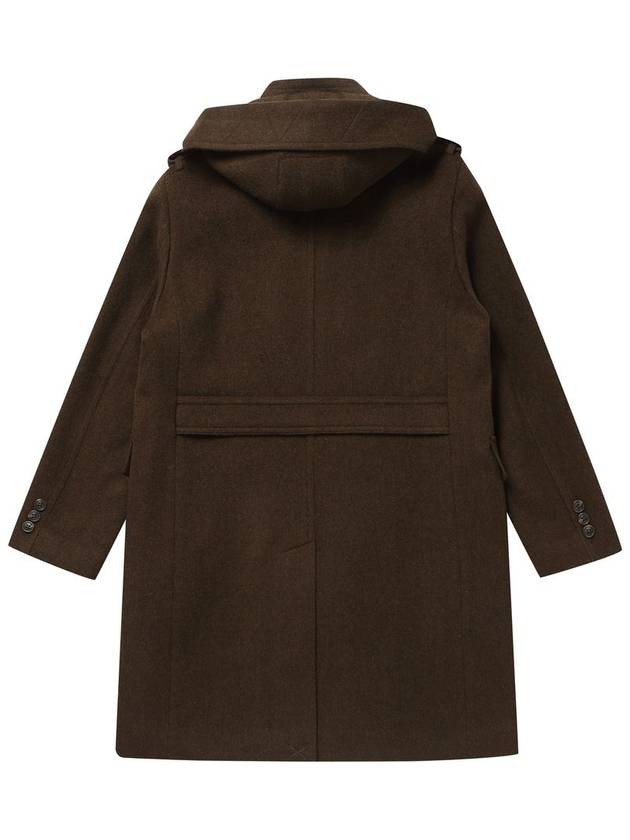 Angora Blended Detachable Hooded Single Coat Dark Brown - SOLEW - BALAAN 3