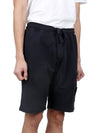 Cotton Fleece Cargo Bermuda Shorts Navy - STONE ISLAND - BALAAN 4