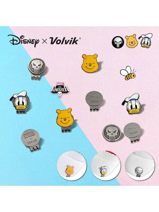 Golf Ball Marker Disney Donald Duck Winnie the Pooh Punisher Magnetic Clip Type - VOLVIK - BALAAN 1