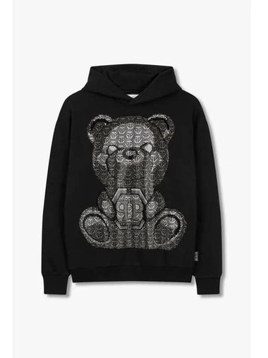 Men s Hotfix Hexagon Teddy Hooded Sweatshirt Black - PHILIPP PLEIN - BALAAN 1