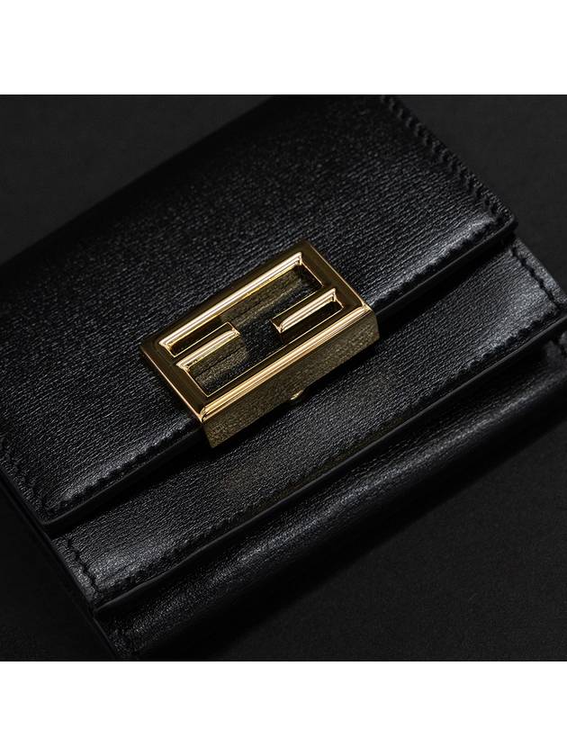 Logo Tri-Fold Half Wallet Black - FENDI - BALAAN 4