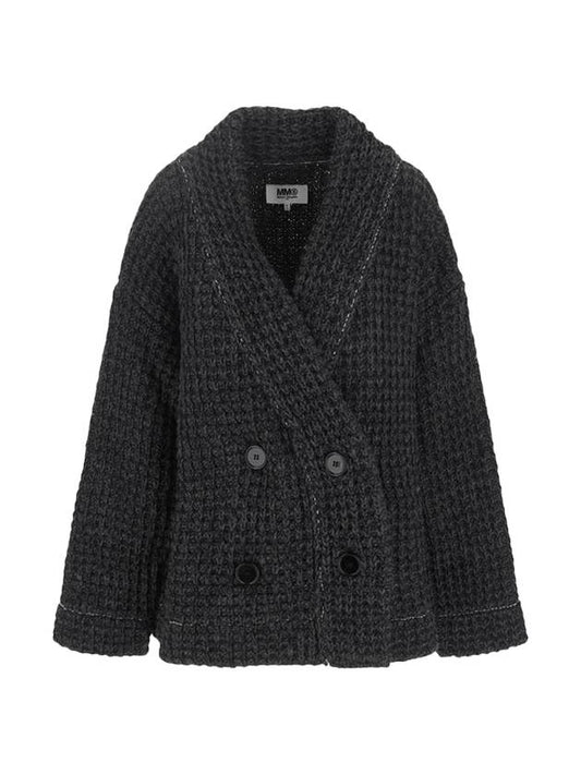 Women's Double Button Cotton Wool Blend Double Cardigan Grey - MAISON MARGIELA - BALAAN 1