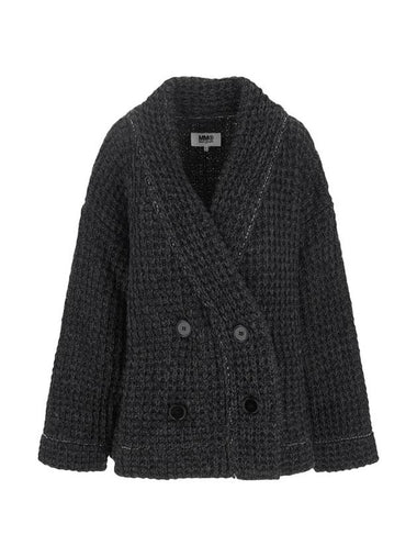 Women's Double Button Cotton Wool Blend Double Cardigan Grey - MAISON MARGIELA - BALAAN 1