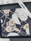 Camellia Scarf Silk White Black A39577 - CHANEL - BALAAN 4