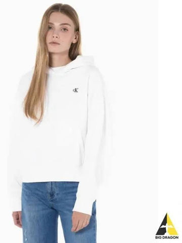 JEANS Women s White Archive Logo Fleece Hoodie 40WI255 YAA - CALVIN KLEIN - BALAAN 1