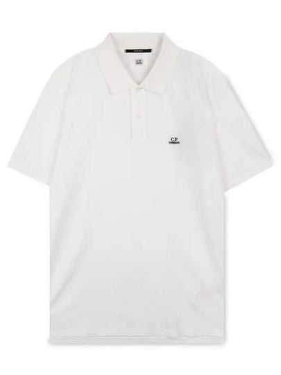 Men's Embroidered Logo Stretch Short Sleeve Polo Shirt White - CP COMPANY - BALAAN 2