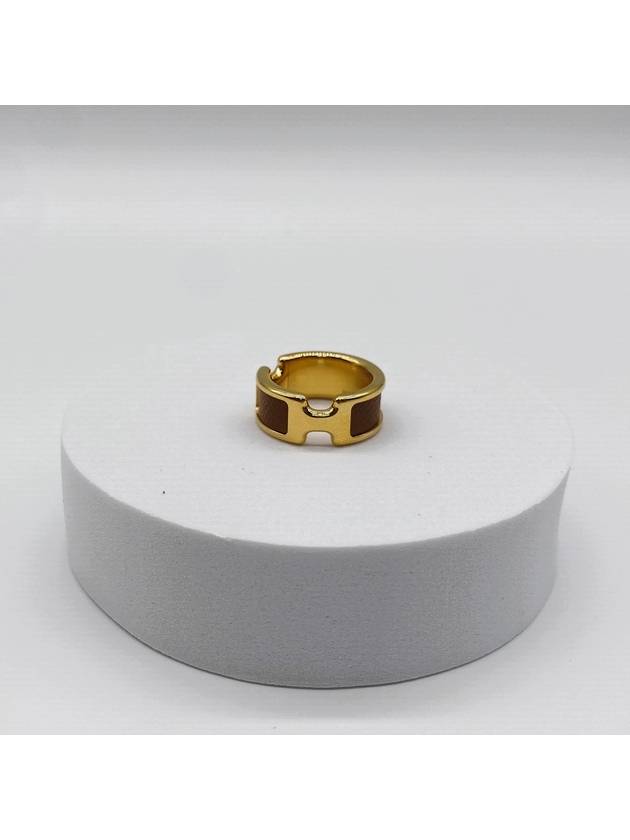 Olympe Small Model Ring Brown Gold - HERMES - BALAAN 3