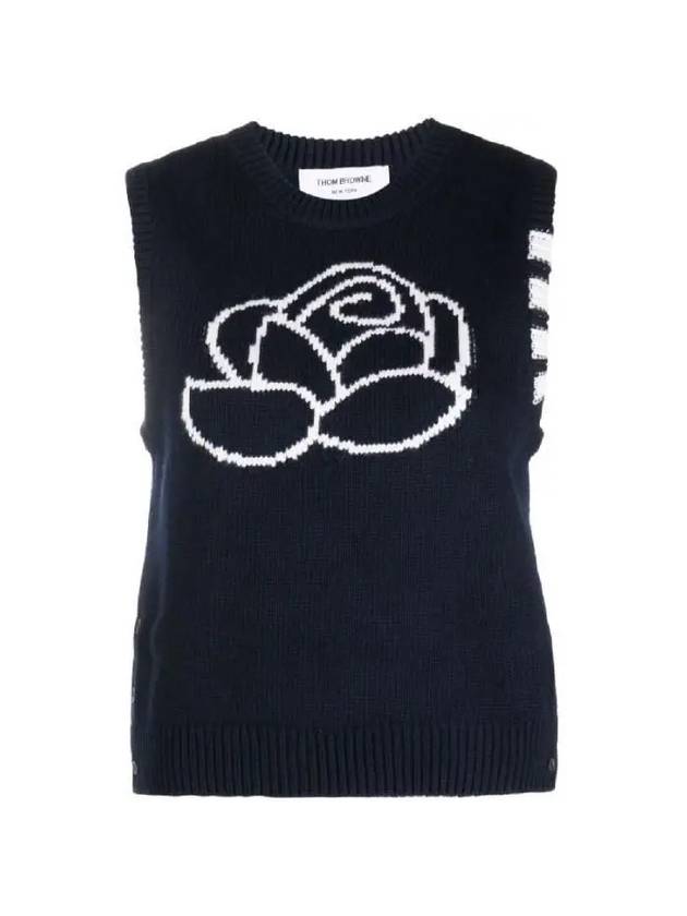 Floral intarsia sleeveless knit top FKV194AY1030 - THOM BROWNE - BALAAN 2