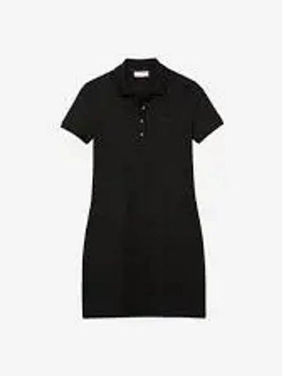 Women's Slim Fit Stretch Cotton Pique Polo Short Dress Black - LACOSTE - BALAAN 2