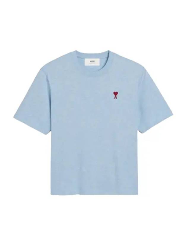 Small Heart Logo Boxy Fit Short Sleeve T-Shirt Light Blue - AMI - BALAAN 2