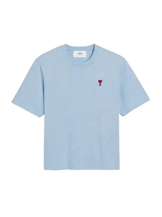 Small Heart Logo Boxy Fit Short Sleeve T-Shirt Light Blue - AMI - BALAAN 2