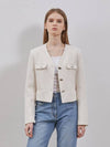 Tweed Crop Button Jacket Ivory - RYUL+WAI: - BALAAN 1